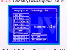 Microcomputer relay protection tester screen